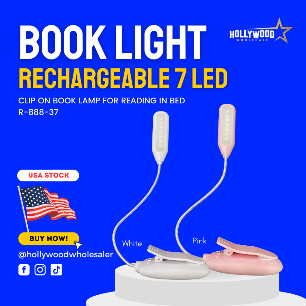 Rechargeable 7 LED Book Light, Clip on Book lamp for Reading in Bed, 3