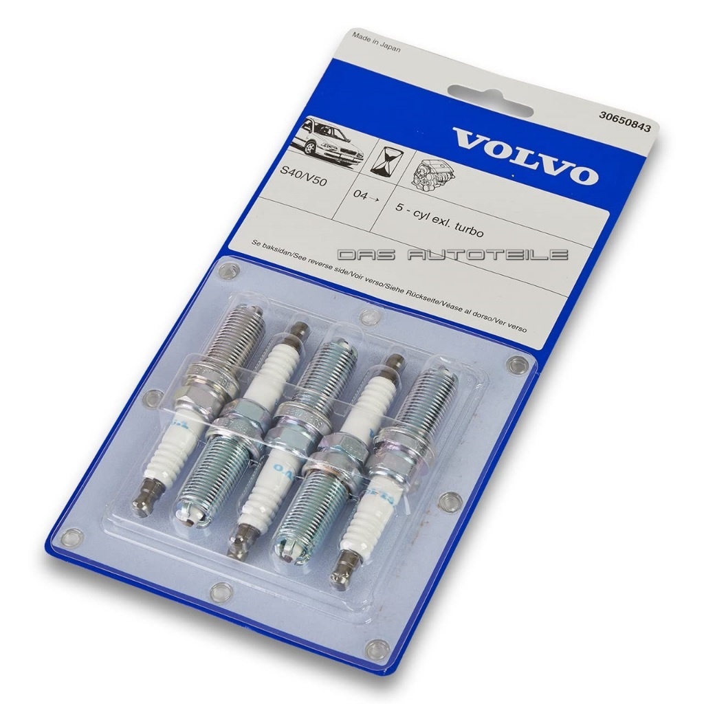 Genuine Volvo C30 S40 V50 C70 Spark Plugs Kit Set, 5Cylinder without