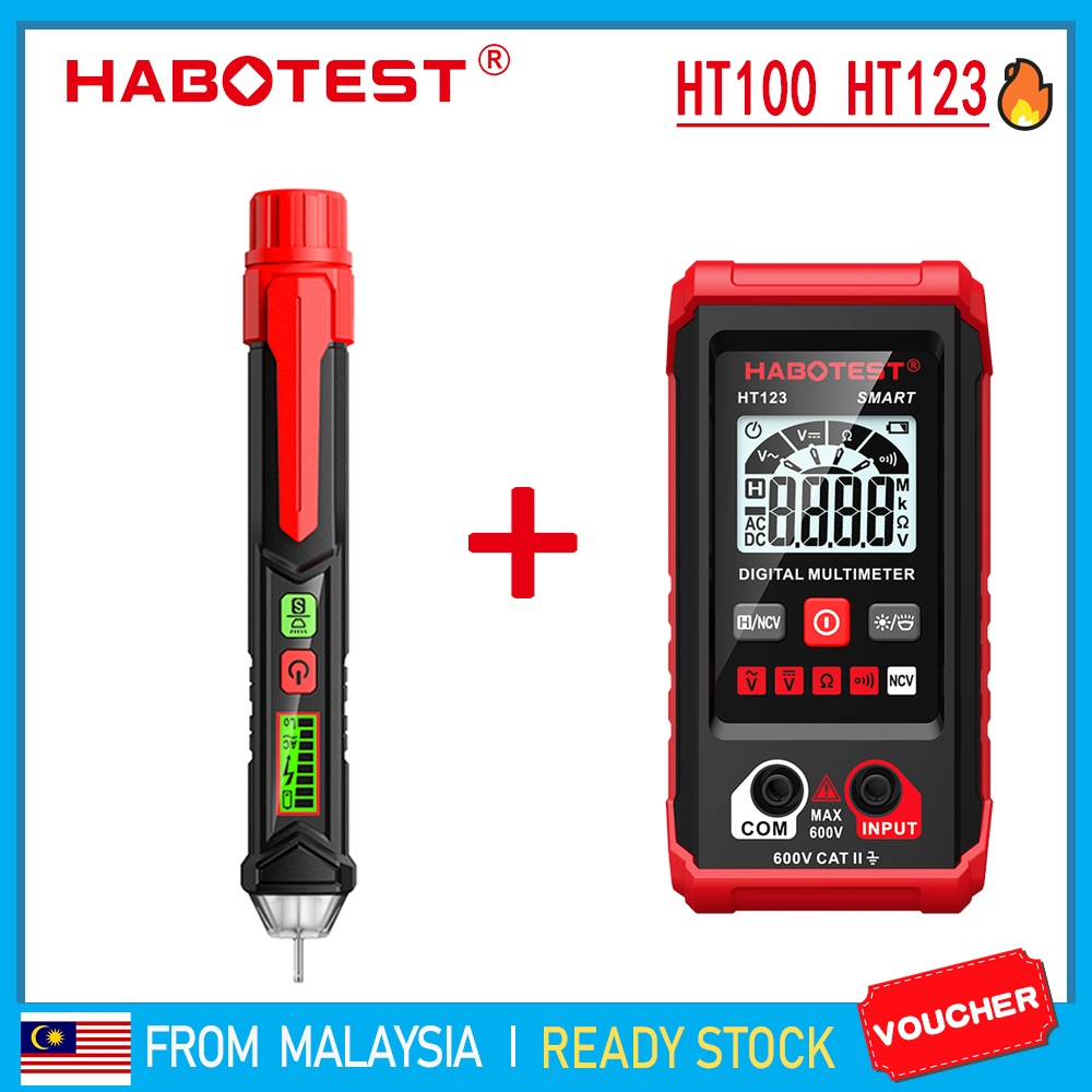 HABOTEST HT100+HT89 NonContact AC Voltage Tester 12300V Digital