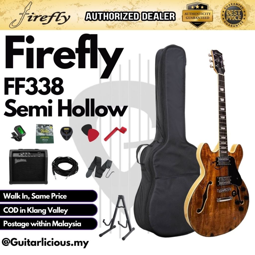 Firefly Semi Hollow Body Electric Guitar w/ Double Closed Humbucker HH