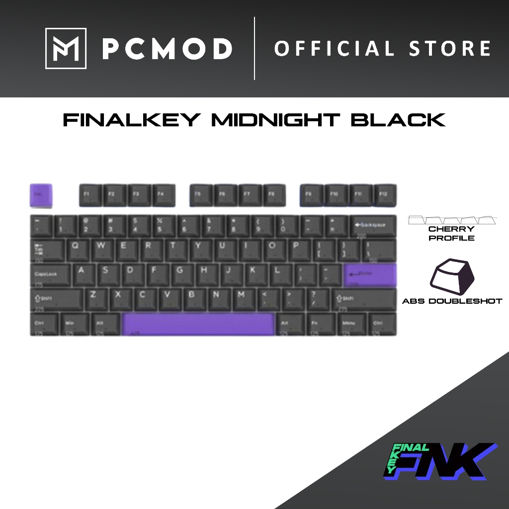 Finalkey Midnight Black ABS Doubleshot Translucent Keycaps | Cherry ...