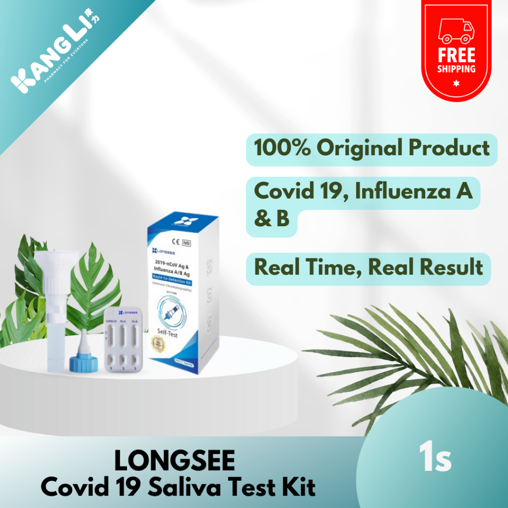 Longsee COVID19 & Influenza A/B 3in1 Saliva Test Kit 1s (EXP04/7/2026