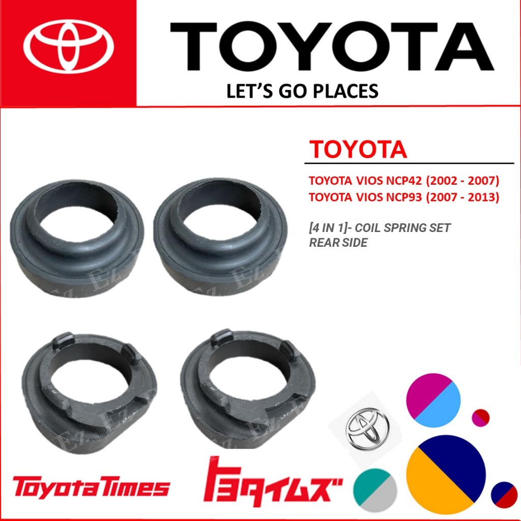 [4 IN 1]- REAR LOWER AND UPPER COIL SPRING RUBBER TOYOTA VIOS NCP42 ...