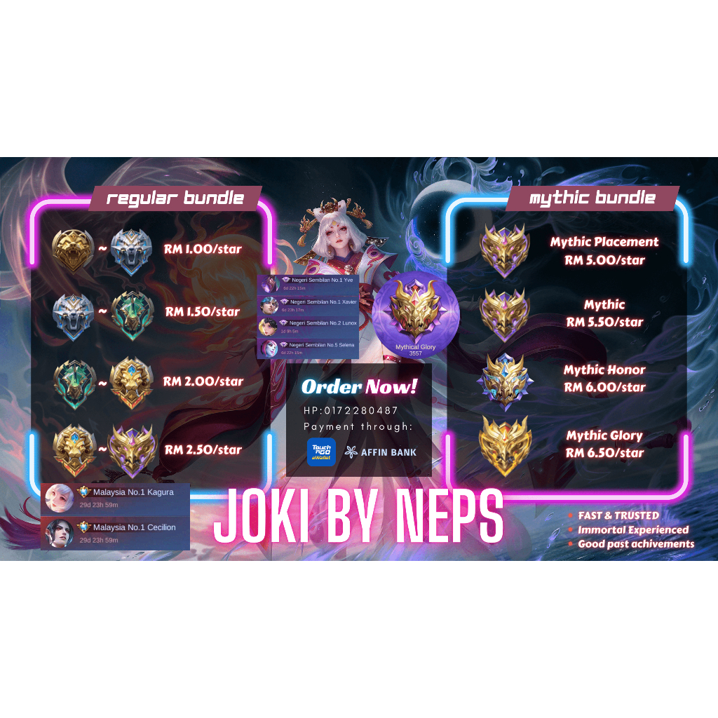 Joki Rank Mobile Legends Mlbb Boosting Service Shopee Malaysia 1298