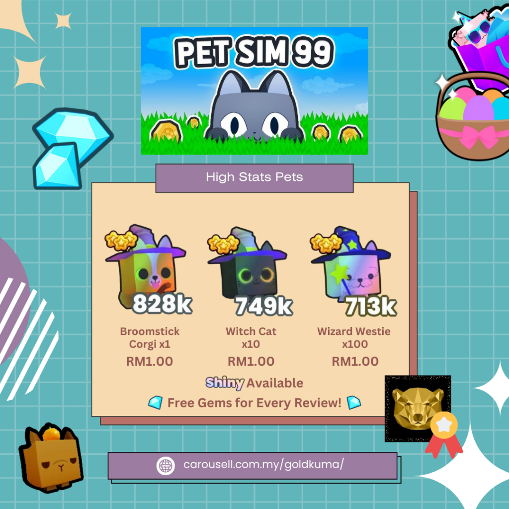 High Stats Pets | Broomstick Corgi & Witch Cat & Wizard Westie | PS99 ...