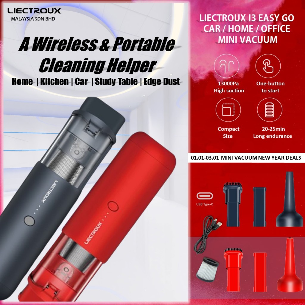 LIECTROUX I3 13000Pa Portable Handheld Vacuum Cleaner for Car Wireless