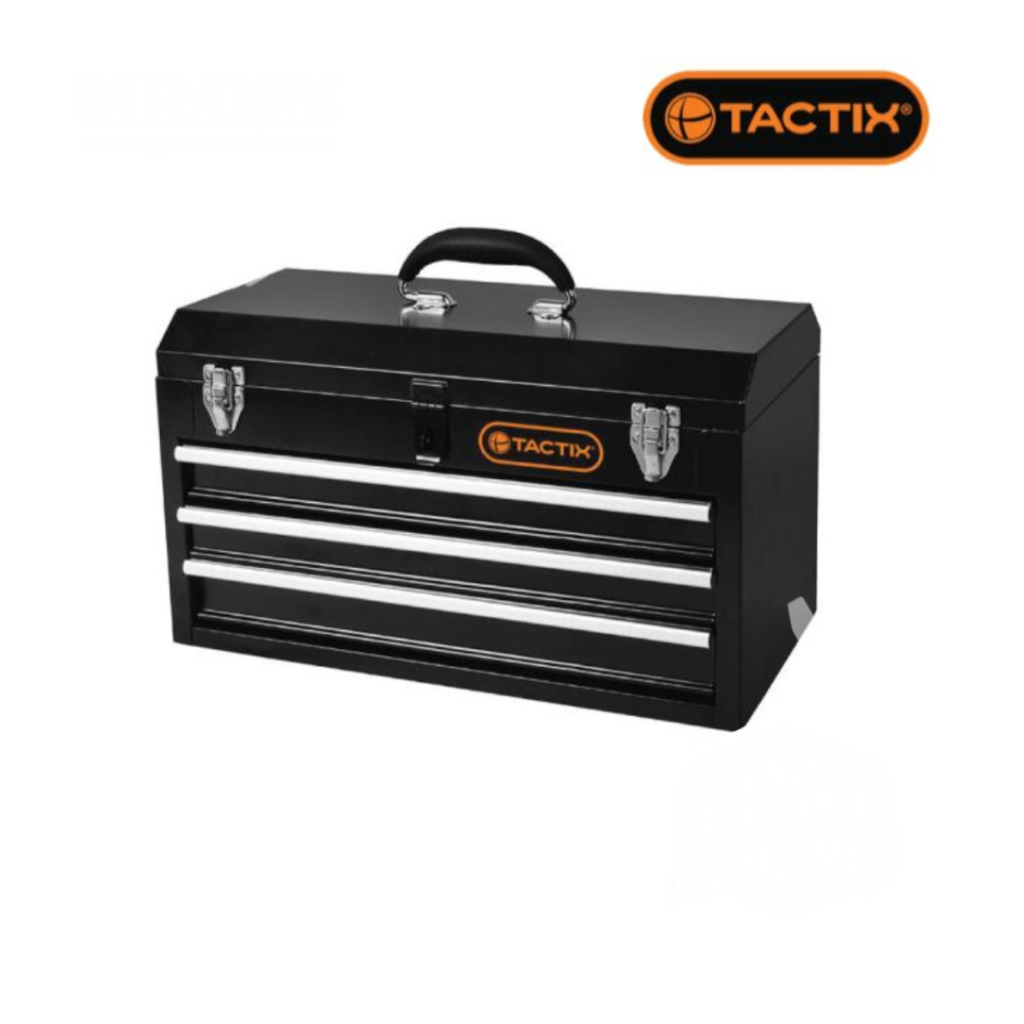 TACTIX Steel Portable Tools Chest Storage 3 Drawer 3 Laci Besi ...