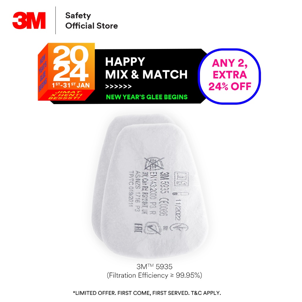 3M 5925 P2 R & 5935 P3 R Particulate Filter/SIRIM Approved/Replacement ...