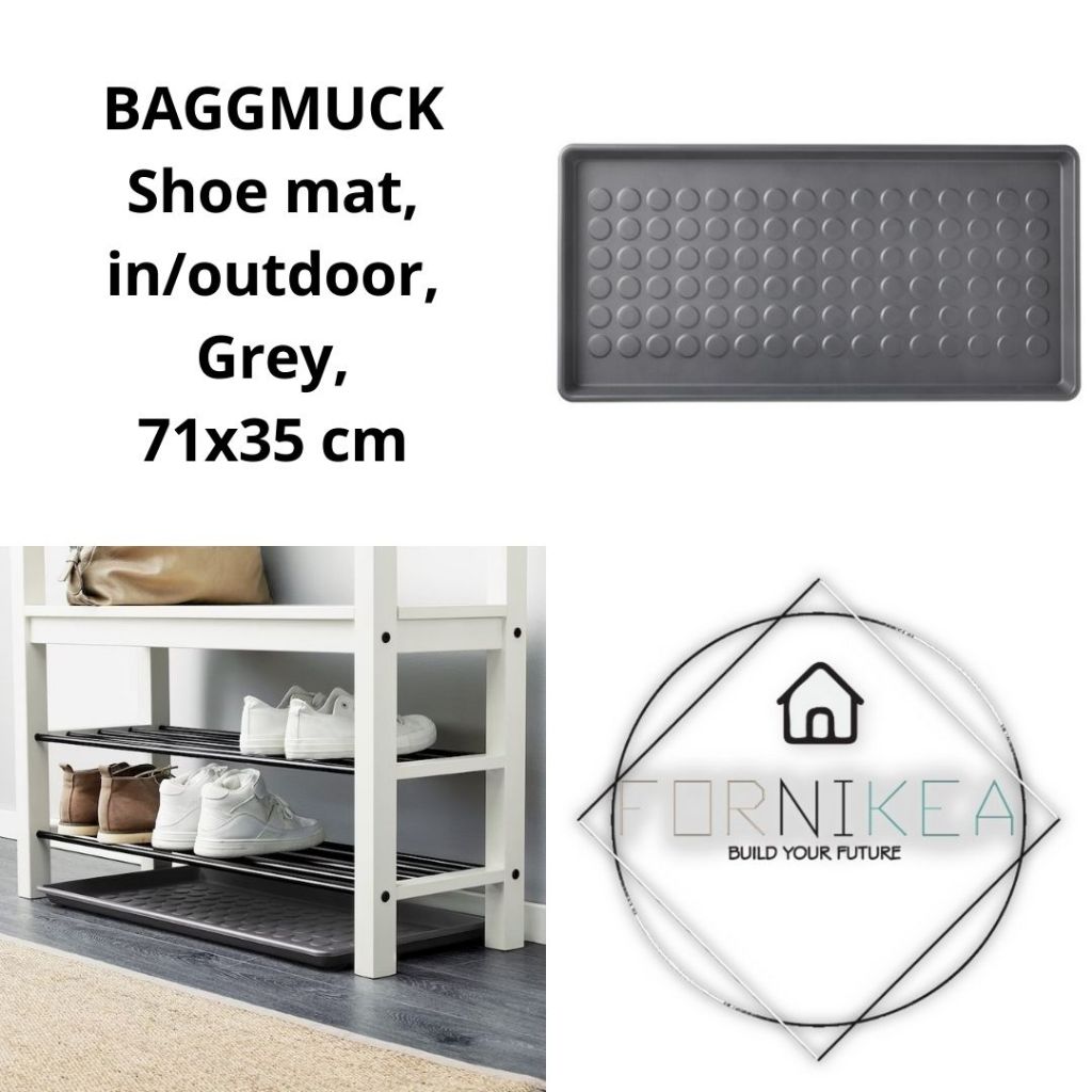 IKEA BAGGMUCK Shoe mat in outdoor 71x35 cm Grey Grey Green Yellow Shopee Malaysia