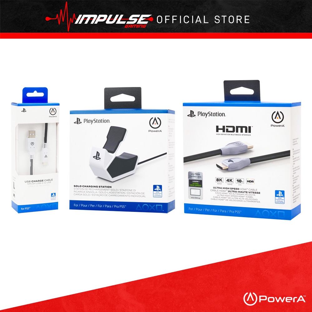 PowerA PS5 Single Charge Dock / HDMI Cable / USB C Charger Cable for