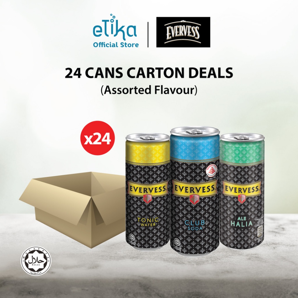 Evervess Club Soda/Ginger Ale/Tonic Water 320ml x 4 cans cluster x 6 ...