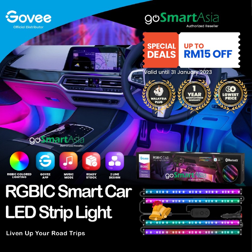 goSmart Asia Govee RGBIC Interior Car Light Car Atmosphere Light Led
