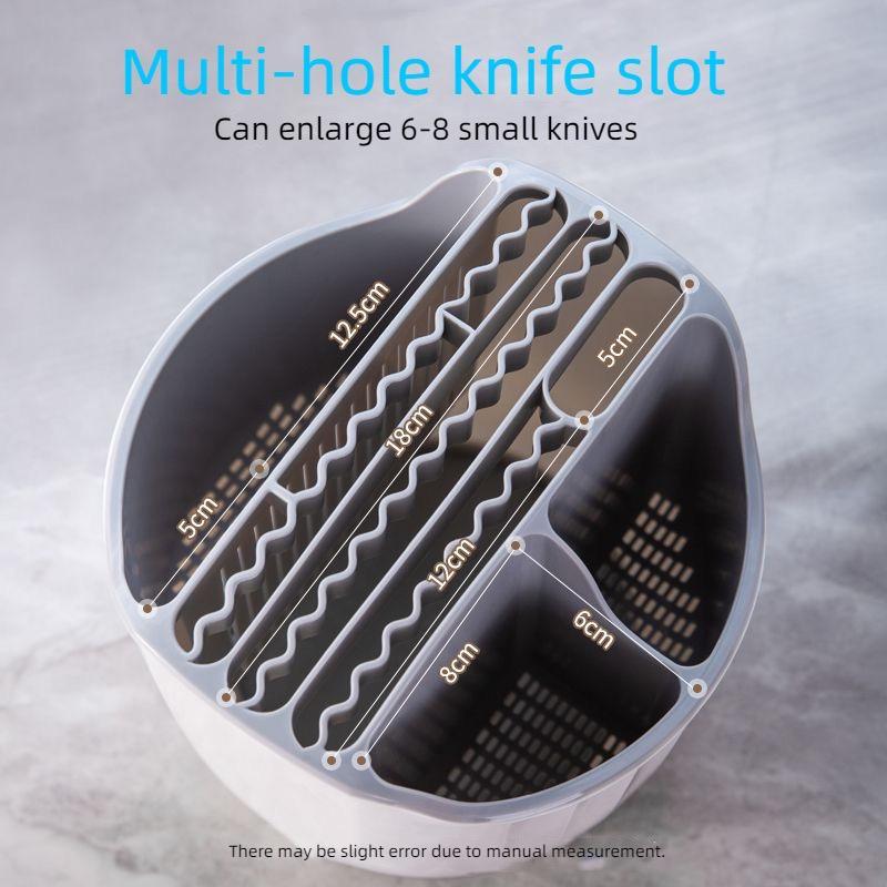 360 Rotating Large Capacity Kitchen Knife Storage Rack Cutlery Holder ...