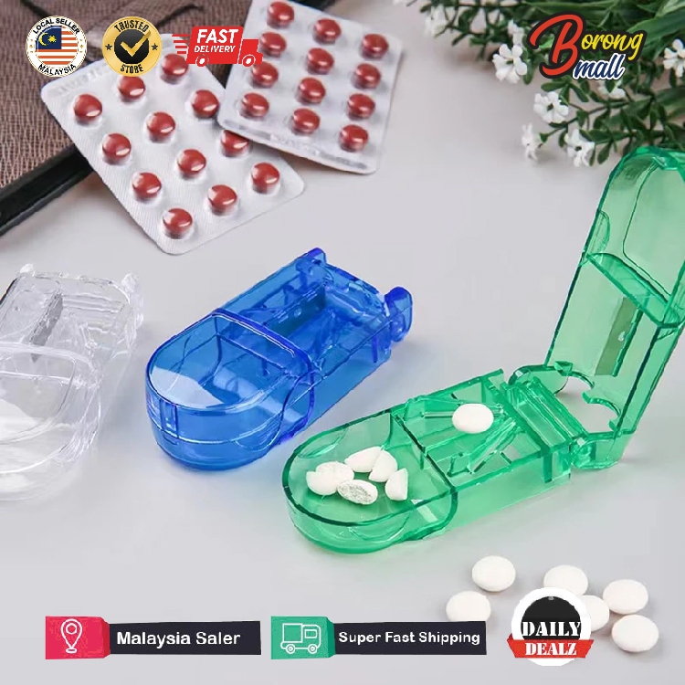 Pill Cutter Tablet Splitter Medicine Half Cut Divider Case Vitamins ...