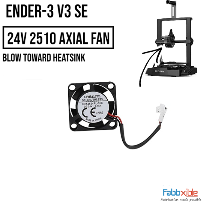 Ender3 V3 SE 24V 2510 Axial Fan, 4010 Part Cooling Fan, 6015 Mainboard