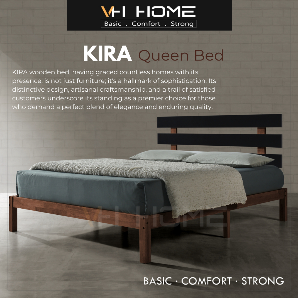 KIRA VH WOODEN QUEEN BED FRAME /Queen Bed Frame /Katil Kayu Queen