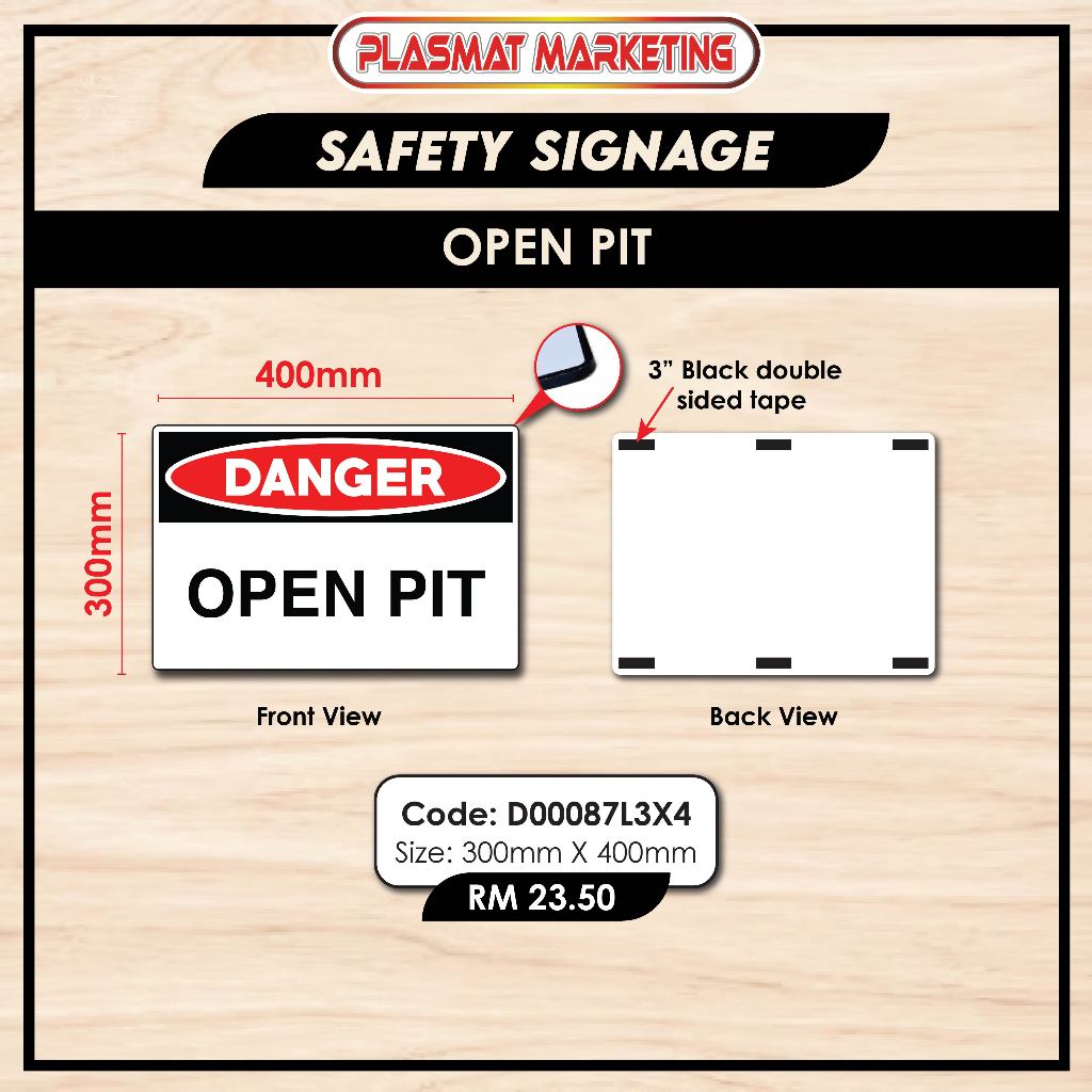 Safety Sign. Open Pit Shopee Malaysia