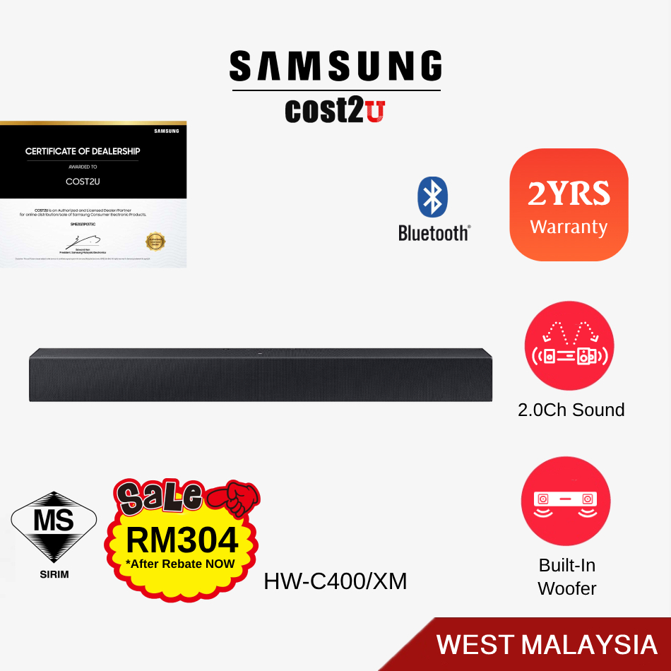 [2 𝙔𝙚𝙖𝙧𝙨 𝙒𝙖𝙧𝙧𝙖𝙣𝙩𝙮] Samsung C400 Soundbar with Bluetooth TV Connect HW