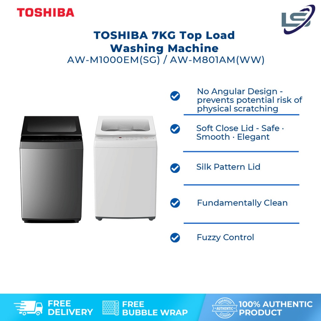 TOSHIBA 7KG Top Load Washing Machine AWM801AM(SG) / AWM801AM(WW
