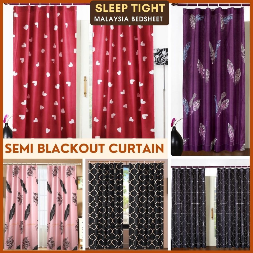 Langsir Cangkuk Hook | Langsir Tingkap Murah | Semi Blackout | Curtain ...