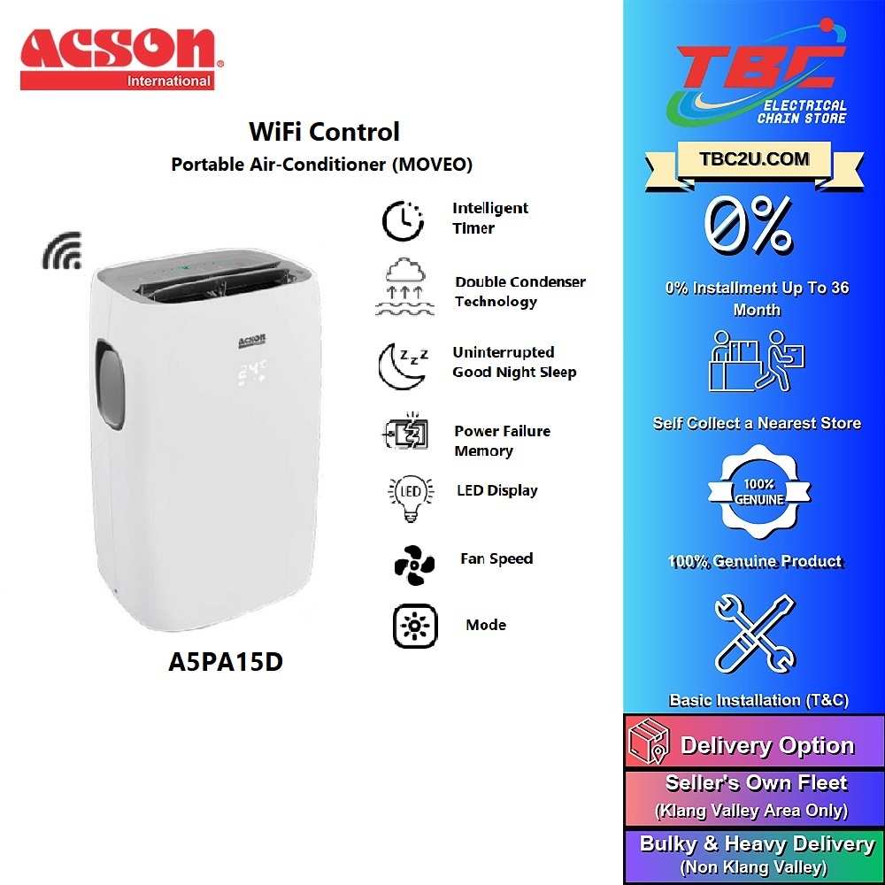 (COURIER SERVICE) ACSON 1.5HP R410A PORTABLE AIR CONDITIONER A5PA15D ...