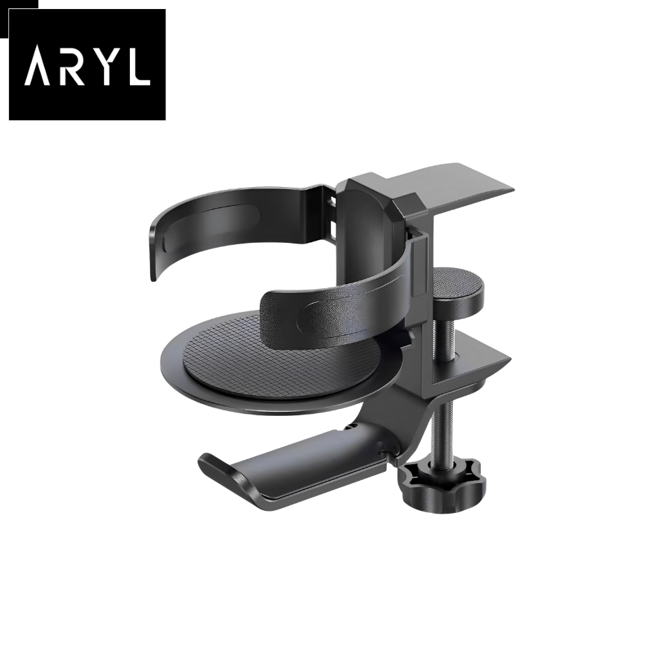 2 In 1 PC Gaming Headphone Stand Adjustable Save Space Rotation Desk-Sided Clamp Headset Support Earphone Holder - 44 - View #3