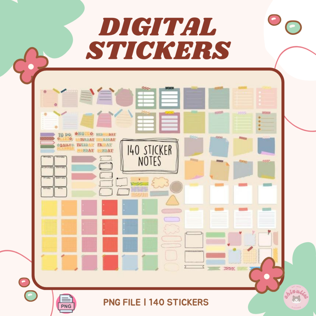 [PNG FORMAT] DIGITAL STICKERS FOR PLANNER | 140 CUTE STICKERS ...