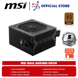 PC Image - MSI MAG A650BN 650W 80+ BRONZE POWER SUPPLY 80 Plus