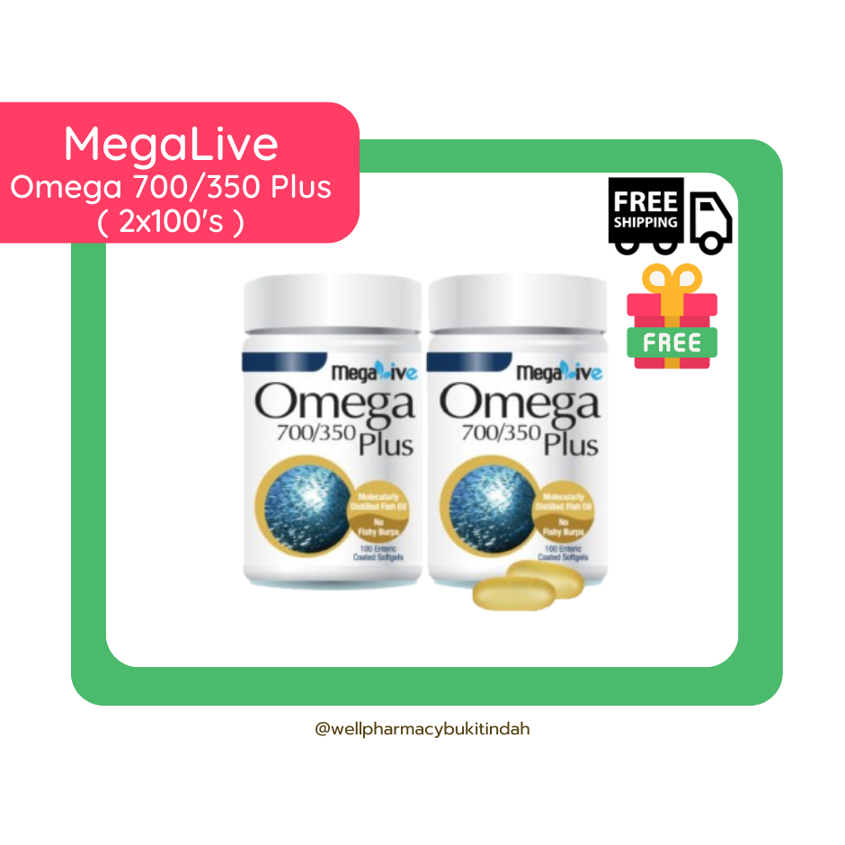 Megalive Omega-3 Fish Oil Plus EPA 700mg / DHA 350mg 100's x 2 | Shopee ...