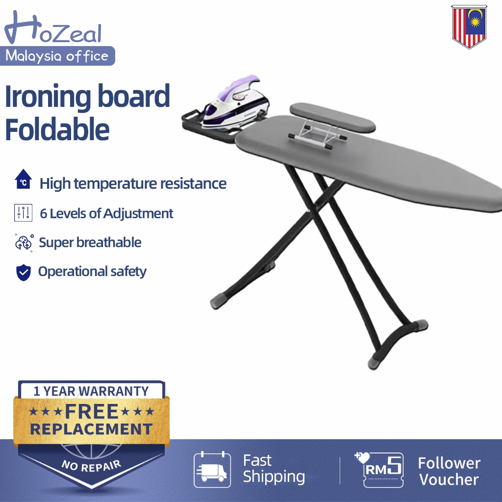 Iron board besar/silver plated cloth/7speed adjustment/foldable/steam
