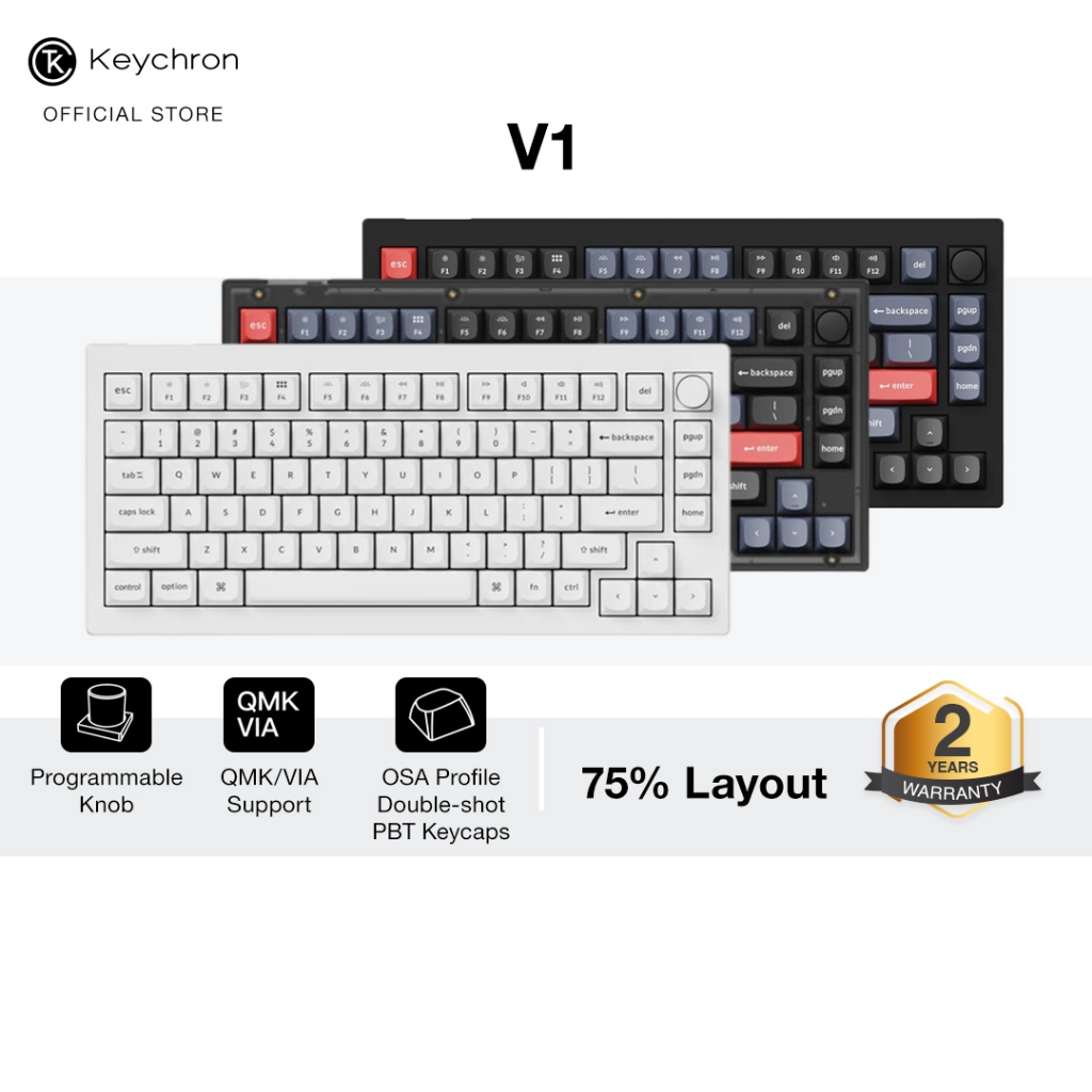 Keychron V1 Wired Custom Mechanical Keyboard | RGB + Hot-Swap | Shopee ...