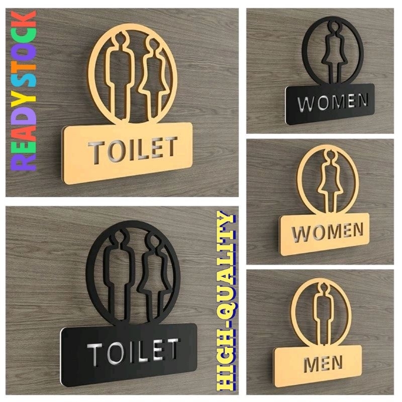 Papan Tanda Tandas Bilik Air Awam Style Hotel Mall Deko Modern Sign Toilet Wc Washroom Sign