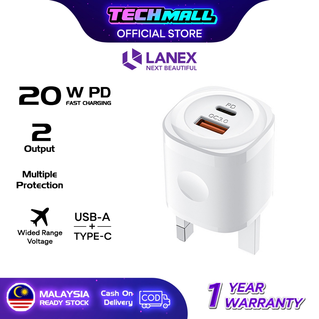 LANEX LC36 20W PD+QC Charger (UK PLUG) | Shopee Malaysia