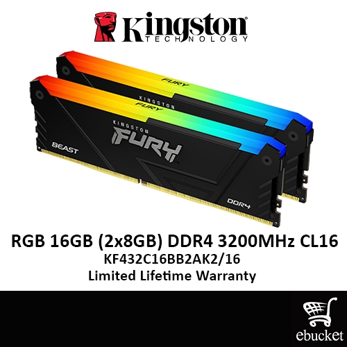 Kingston Fury Beast 16gb 2x8gb Ddr4 3200mhz Kingston FURY Beast