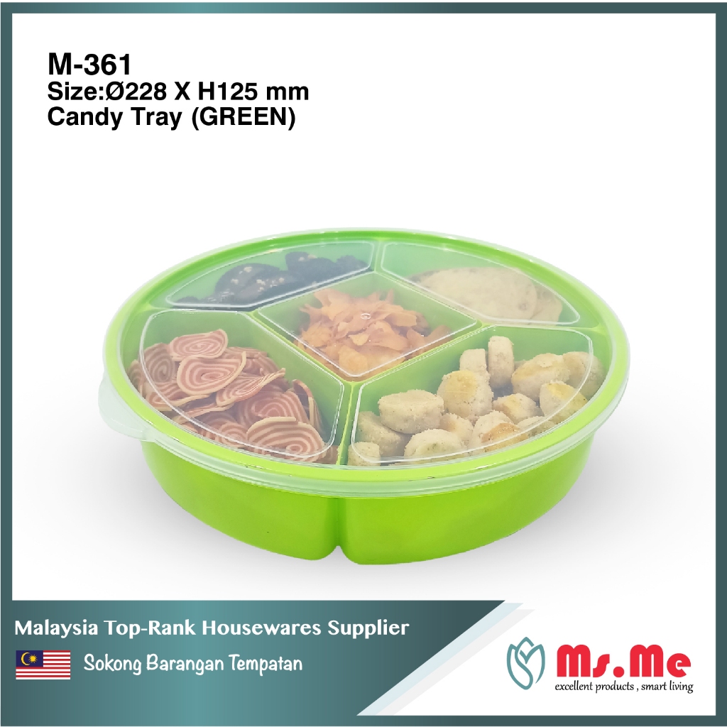 Ms.Me Hari Raya CNY Candy Fruit Kuih 5 Compartment Container Round ...