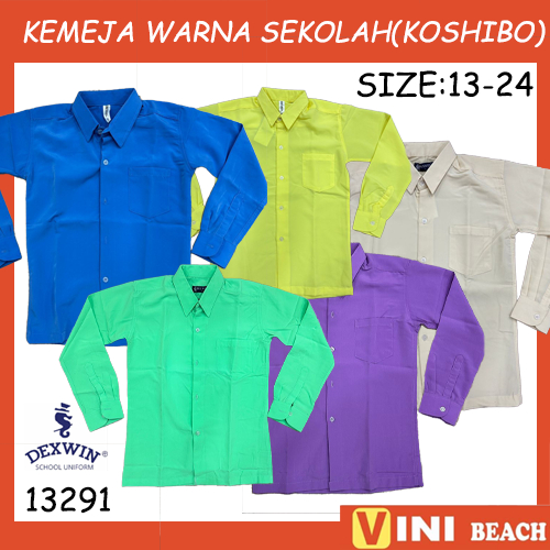 DEXWIN SCHOOL UNIFORN KEMEJA WARNA LENGAN PANJANG(KAIN KOSHIBO ...