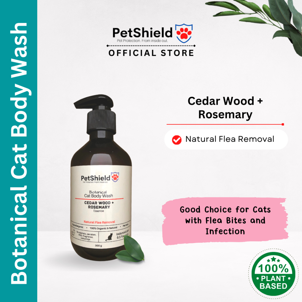 Image showcasing PetShield Botanical Organic Anti Flea Cat Shampoo Syampu Kutu Kucing ...