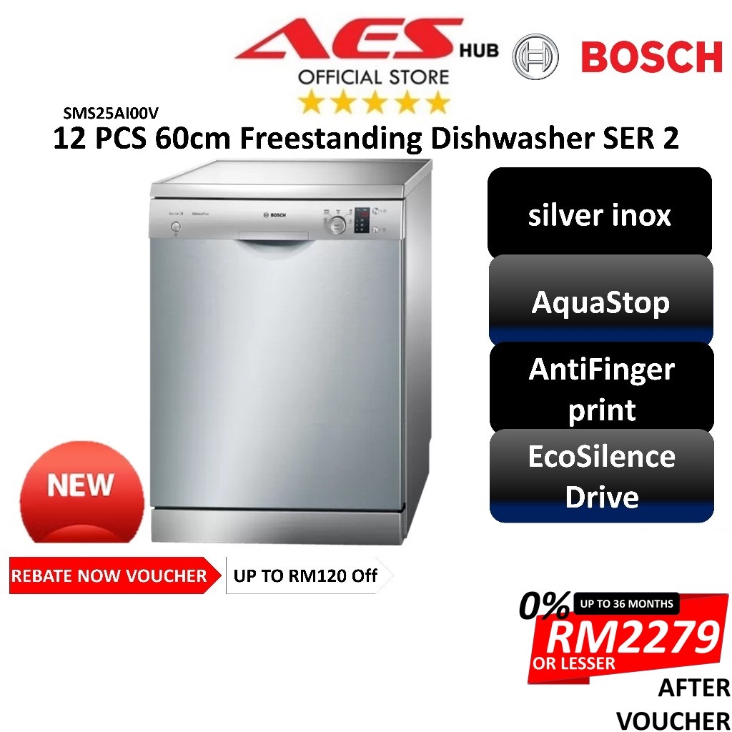 Bosch Dishwasher Series 2 Freestanding Dishwasher Machine 60cm width