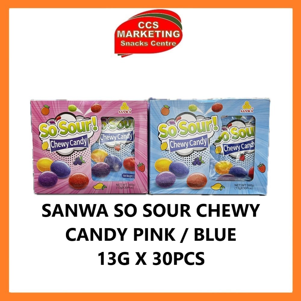 CCS Sanwa So Sour Chewy Candy Pink / Blue ( 13g x 30pcs ) | Shopee Malaysia