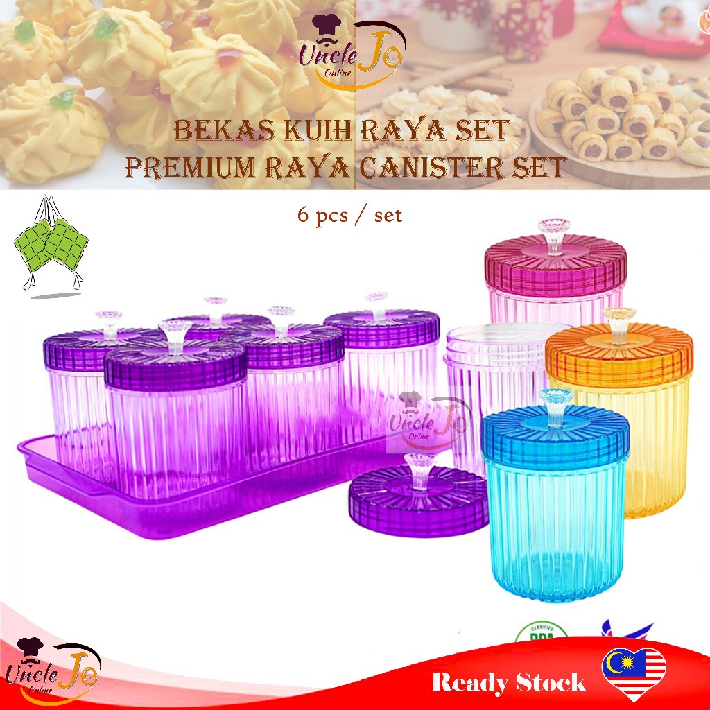 Bekas Kuih Raya Set / Cookies Container Set / Bekas Kuih Raya / Balang ...