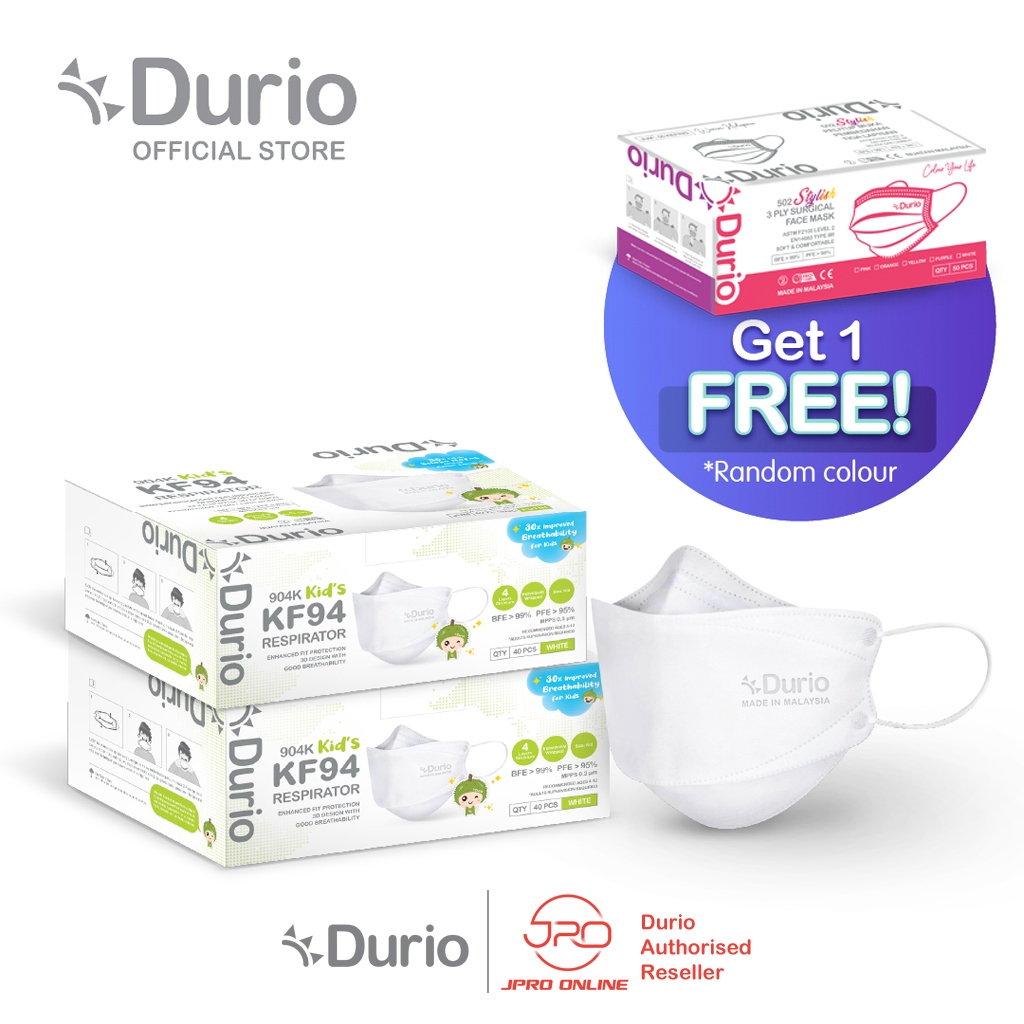 Durio (904) Kf94 4Ply Respirator (White) 40S