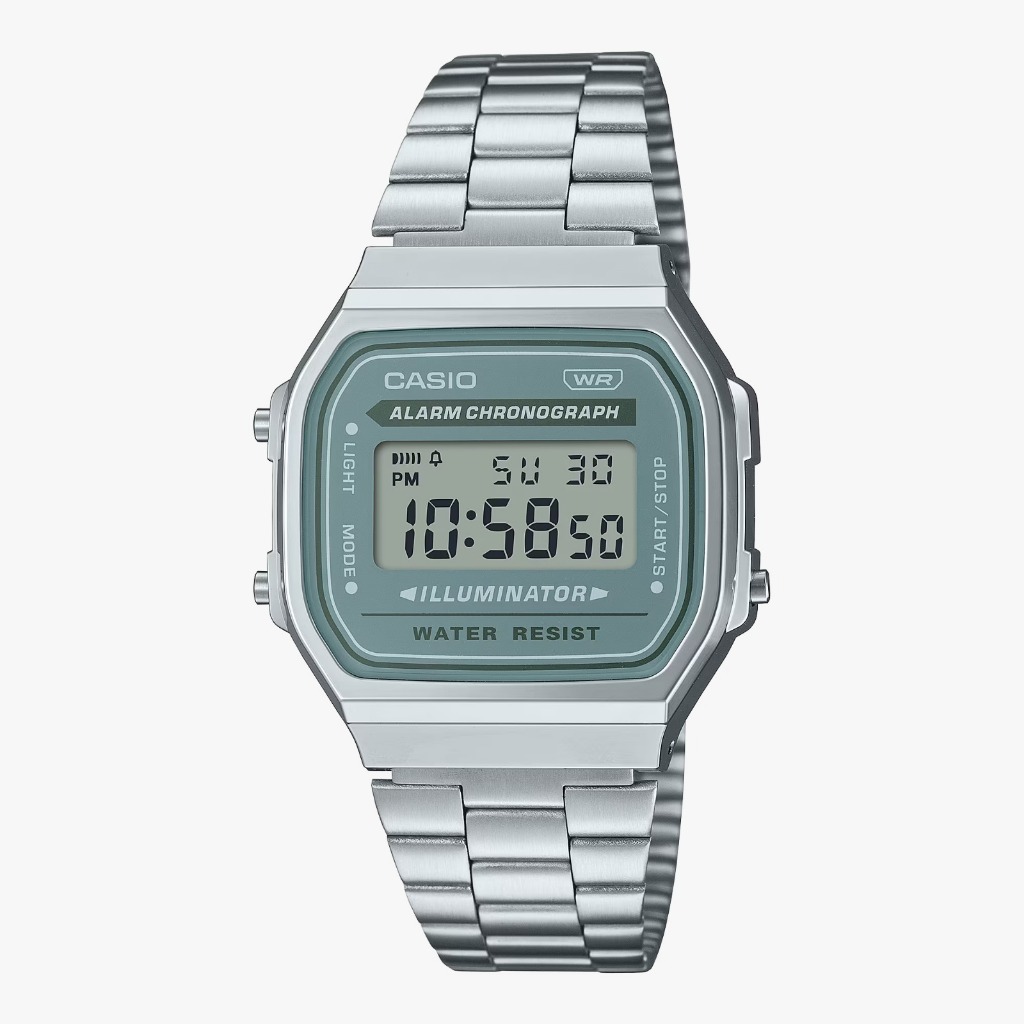 Casio Vintage Digital Silver Tone Watch A168WA-1W