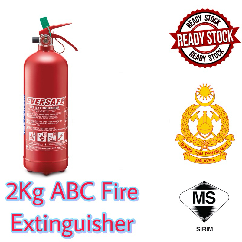 [ready Stock] 2kg Fire Extinguisher Abc Dry Powder With Bracket Sirim Cert Shopee Malaysia