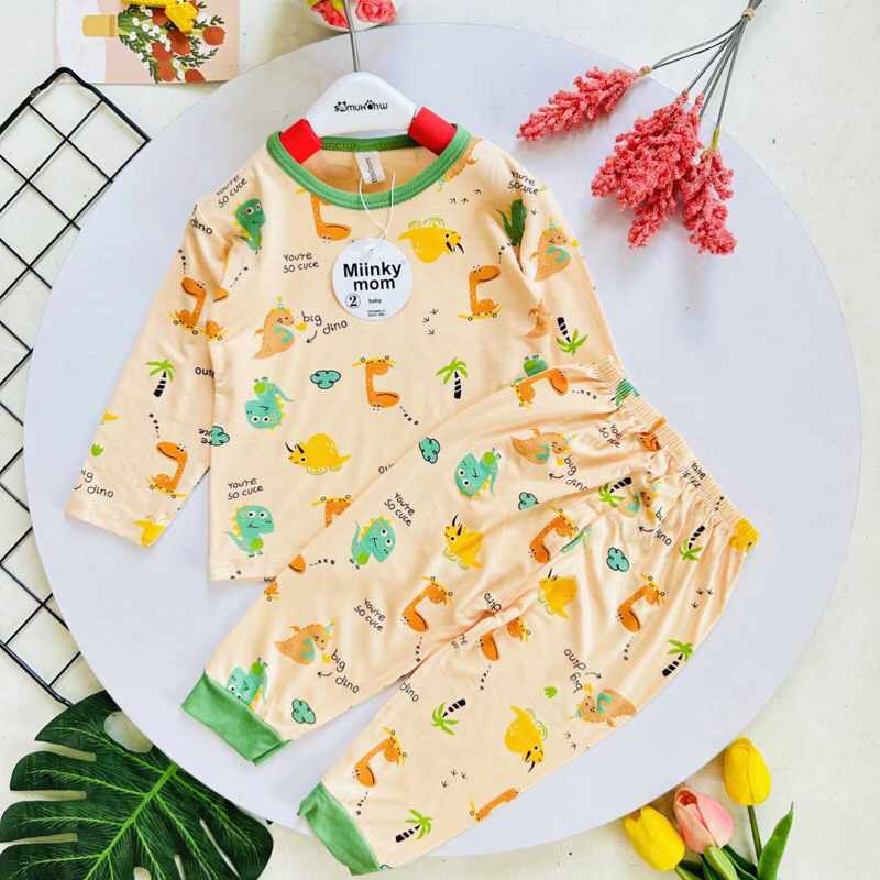 minky mom baby pyjamas, cute cartoon design, bright cheer colours