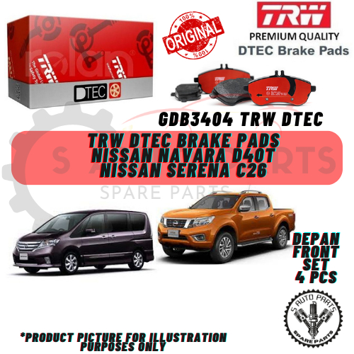 NISSAN NAVARA D40T / NISSAN SERENA C26 (depan FRONT) TRW DTEC DISC ...
