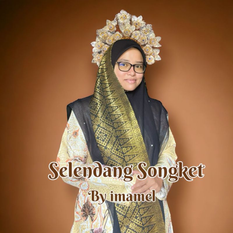 Selendang Songket Tradisional Melayu Aksesori Pakaian Tradisional