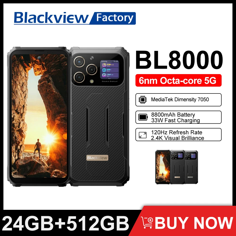 In Local Blackview BL8000 5G Rugged Mobile Phone 24GB 512GB 8800mAh 6.78 2.4K FHD 120Hz Display 50MP 33W Shopee Malaysia