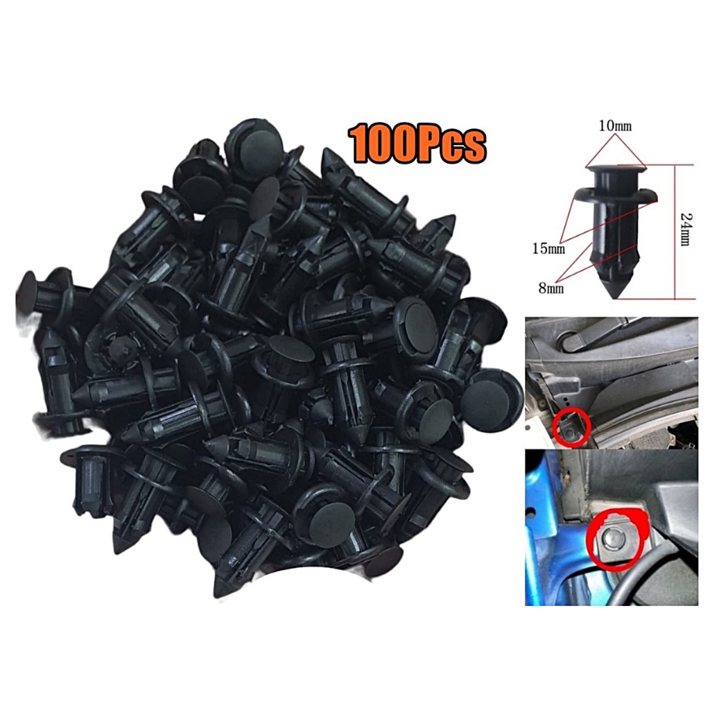 100Pcs Car Fastener Clip Bumper Wiper Panel Clip Air Panel Clip Myvi