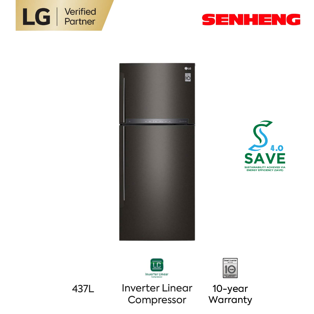 LG 437L 2 Door Top Freezer Refrigerator with Inverter Linear Compressor GNH432HXHC Shopee