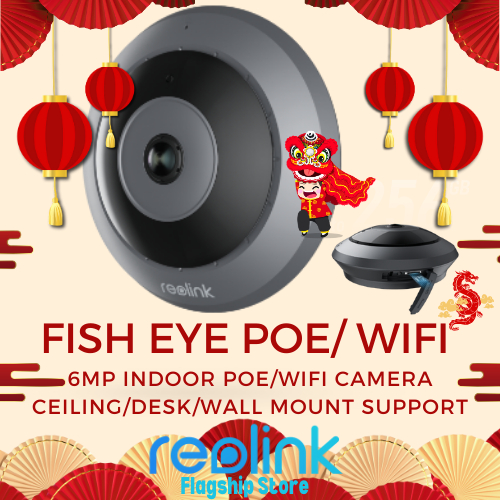 REOLINK PoE IP Fisheye Camera with 360° View, 6MP Indoor Camera for  Home/Office Security, Smart Human Detection, Two Way Talk,  Ceiling/Wall/Desk